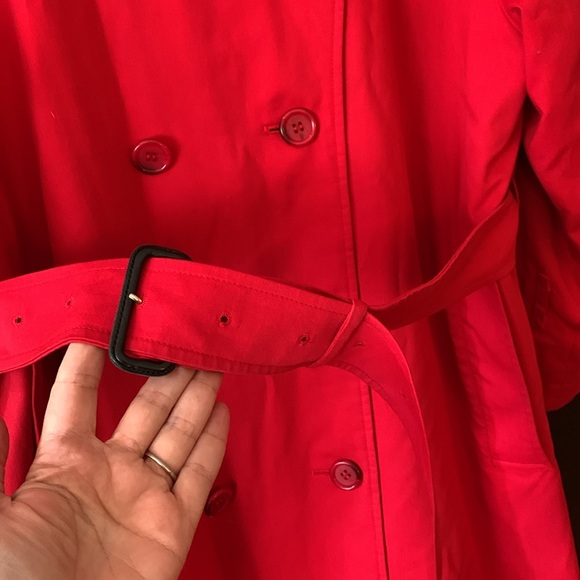 Burberrys Original Vintage Trench Coat Red SIZE 10 tall extra-long - Picture 4 of 13